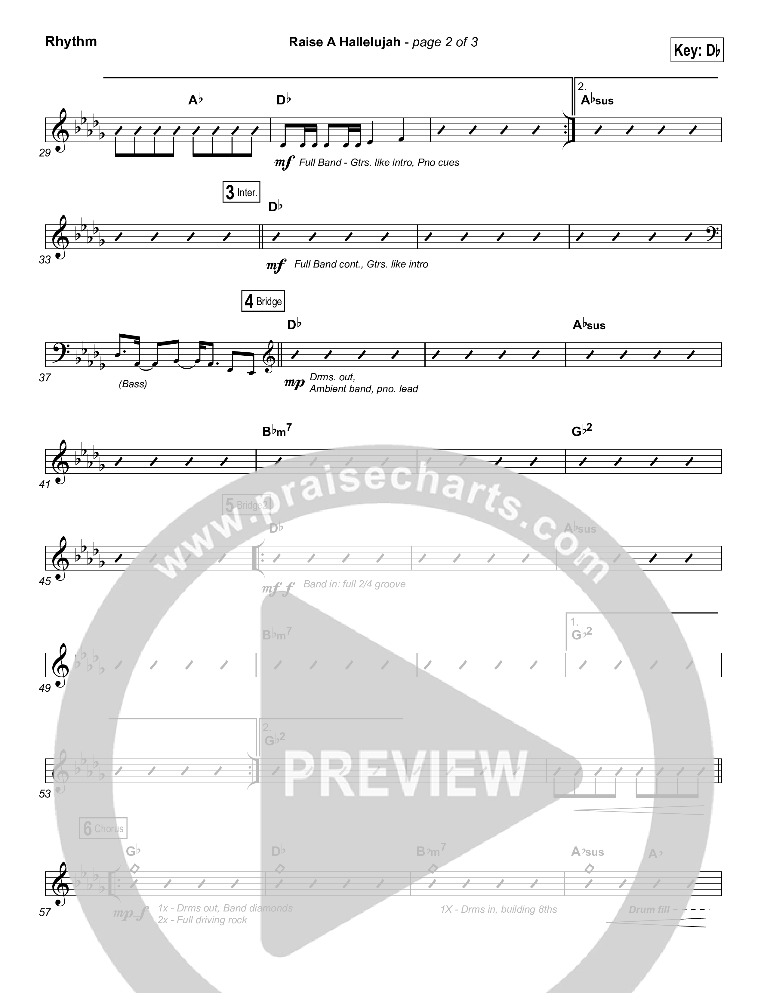 Raise A Hallelujah (Choral Anthem SATB) Rhythm Chart (Bethel Music / Arr. Luke Gambill)