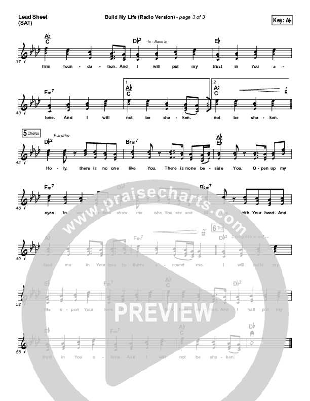 Build My Life (Radio) Lead Sheet (SAT) (Pat Barrett)