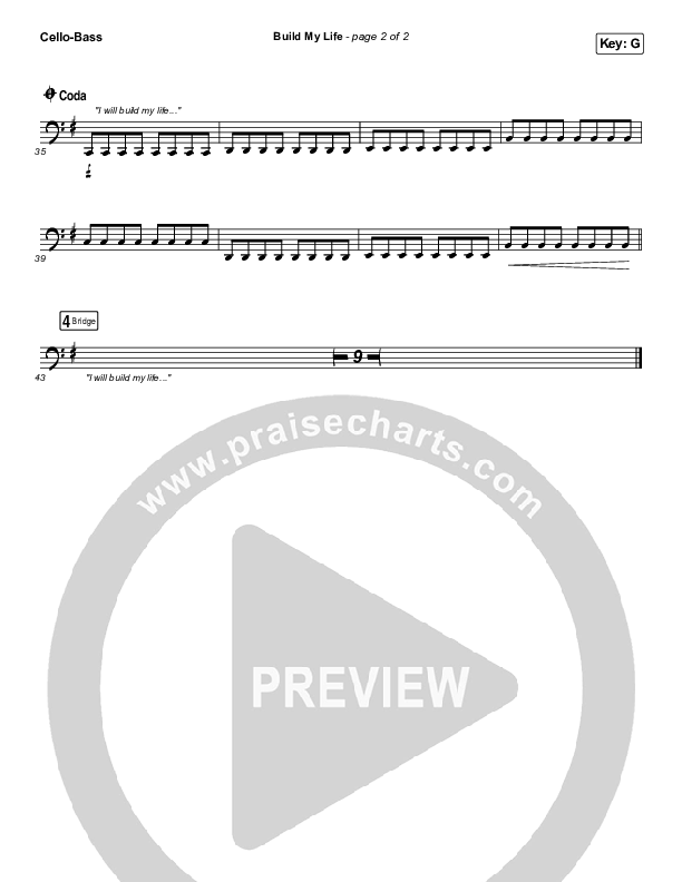 Build My Life (Live) Cello/Bass (Pat Barrett / Chris Tomlin)