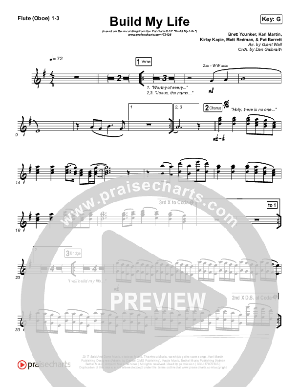 Build My Life (Live) Flute/Oboe 1/2/3 (Pat Barrett / Chris Tomlin)