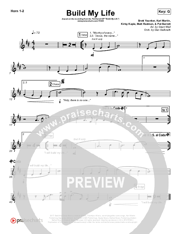 Build My Life (Live) Brass Pack (Pat Barrett / Chris Tomlin)