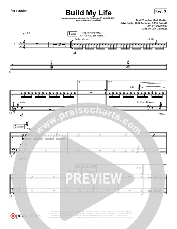 Build My Life (Live) Percussion (Pat Barrett / Chris Tomlin)