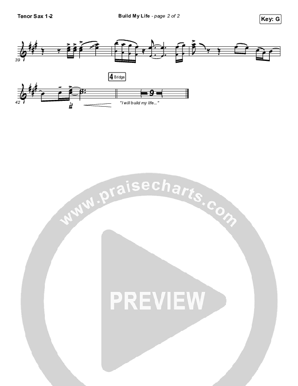 Build My Life (Live) Tenor Sax 1/2 (Pat Barrett / Chris Tomlin)