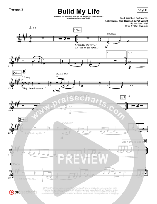 Build My Life (Live) Trumpet 3 (Pat Barrett / Chris Tomlin)