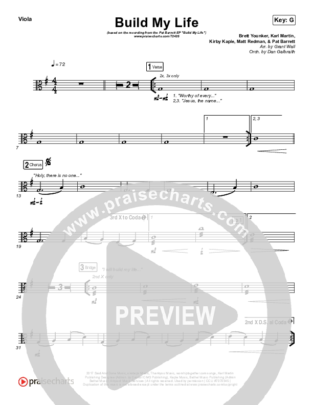 Build My Life (Live) Viola (Pat Barrett / Chris Tomlin)