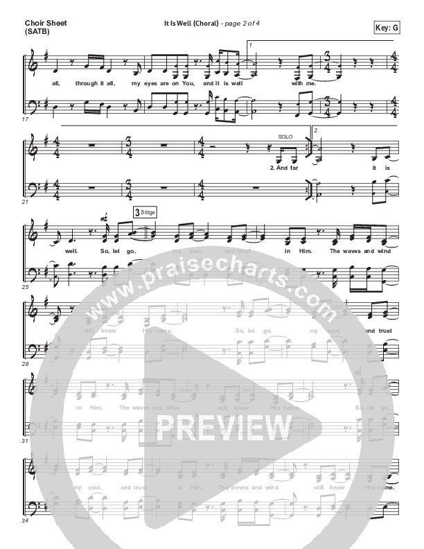 It Is Well (Choral Anthem SATB) Choir Sheet (SATB) (Kristene DiMarco / Arr. Luke Gambill)