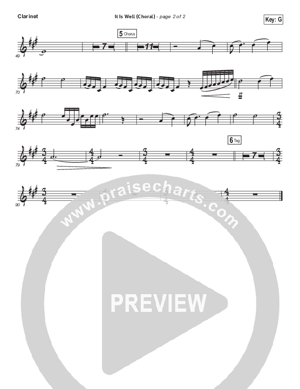 It Is Well (Choral Anthem SATB) Clarinet (Kristene DiMarco / Arr. Luke Gambill)