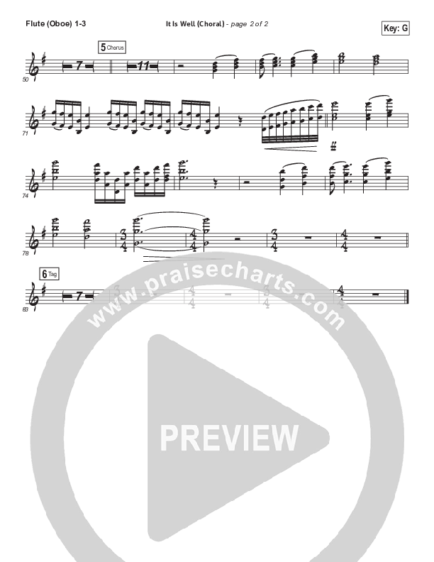 It Is Well (Choral Anthem SATB) Flute/Oboe 1/2/3 (Kristene DiMarco / Arr. Luke Gambill)