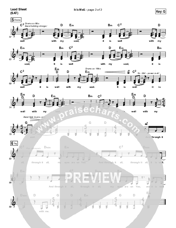 It Is Well (Choral Anthem SATB) Lead Sheet (SAT) (Kristene DiMarco / Arr. Luke Gambill)