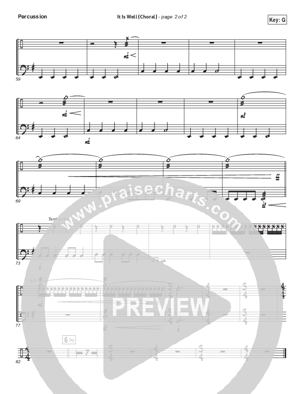 It Is Well (Choral Anthem SATB) Percussion (Kristene DiMarco / Arr. Luke Gambill)