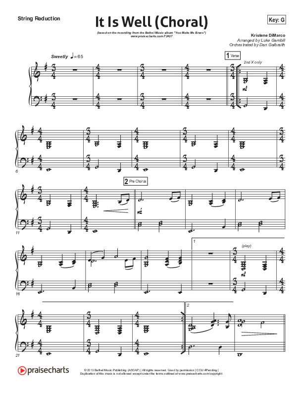 It Is Well (Choral Anthem SATB) String Pack (Kristene DiMarco / Arr. Luke Gambill)