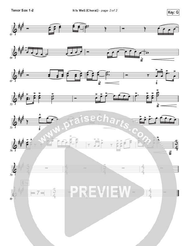 It Is Well (Choral Anthem SATB) Tenor Sax 1/2 (Kristene DiMarco / Arr. Luke Gambill)