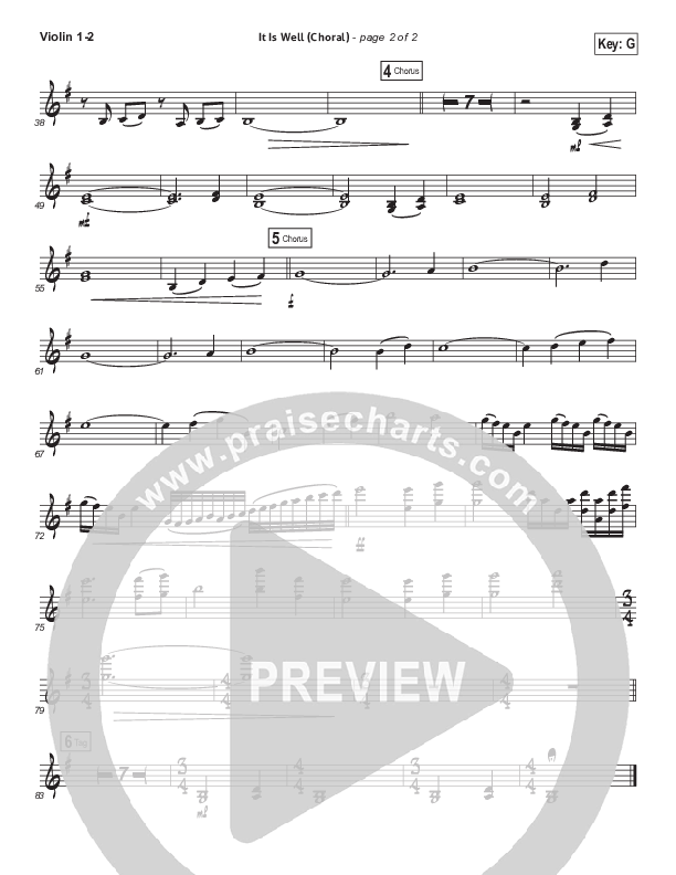 It Is Well (Choral Anthem SATB) Violin 1/2 (Kristene DiMarco / Arr. Luke Gambill)