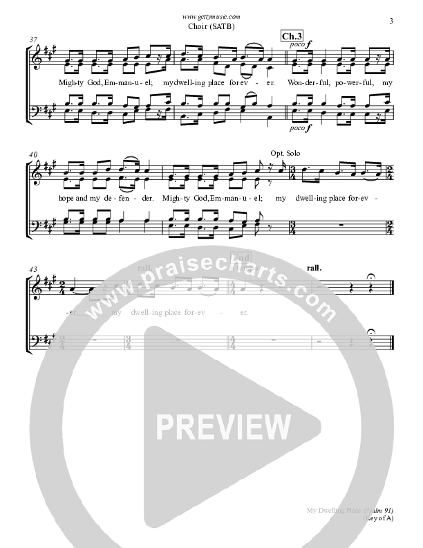 My Dwelling Place (Psalm 91) Choir Sheet (SATB) (Keith & Kristyn Getty)