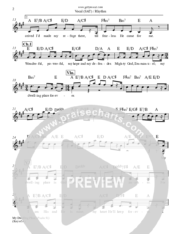 My Dwelling Place (Psalm 91) Lead Sheet (SAT) (Keith & Kristyn Getty)