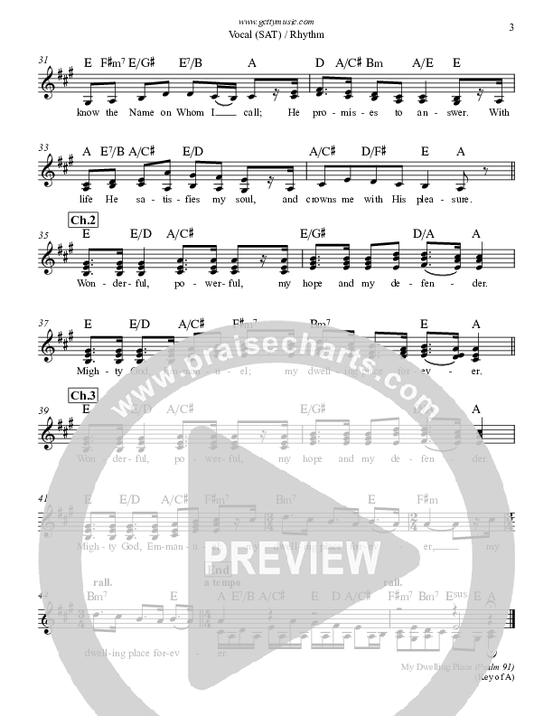 My Dwelling Place (Psalm 91) Lead Sheet (SAT) (Keith & Kristyn Getty)