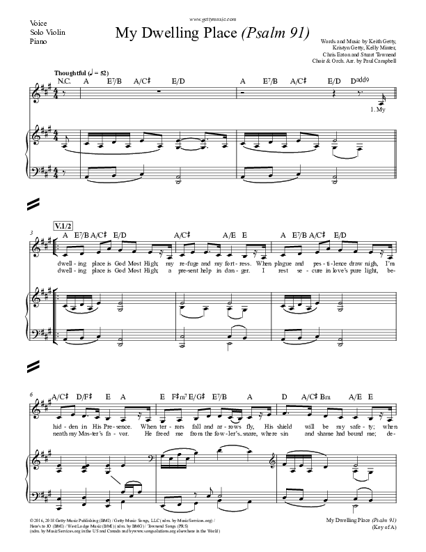 My Dwelling Place (Psalm 91) Piano/Vocal (Keith & Kristyn Getty)