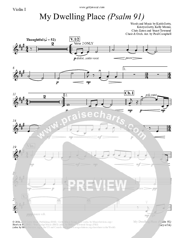 My Dwelling Place (Psalm 91) Violin 1 (Keith & Kristyn Getty)
