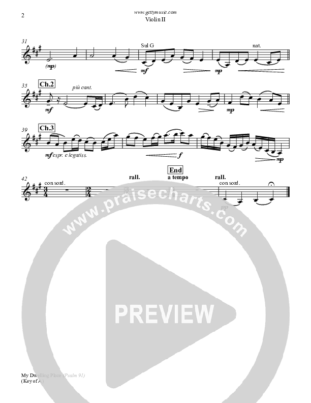 My Dwelling Place (Psalm 91) Violin 2 (Keith & Kristyn Getty)