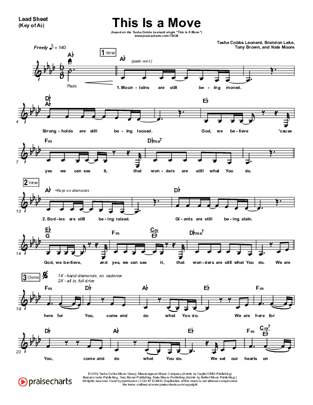 This Is A Move Lead Sheet (Melody) (Tasha Cobbs Leonard)