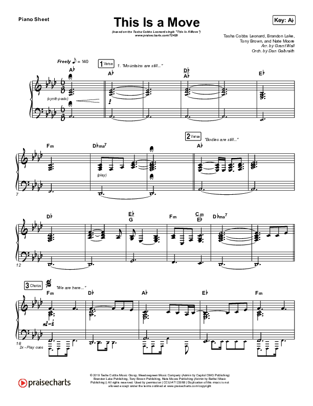This Is A Move Piano Sheet (Tasha Cobbs Leonard)