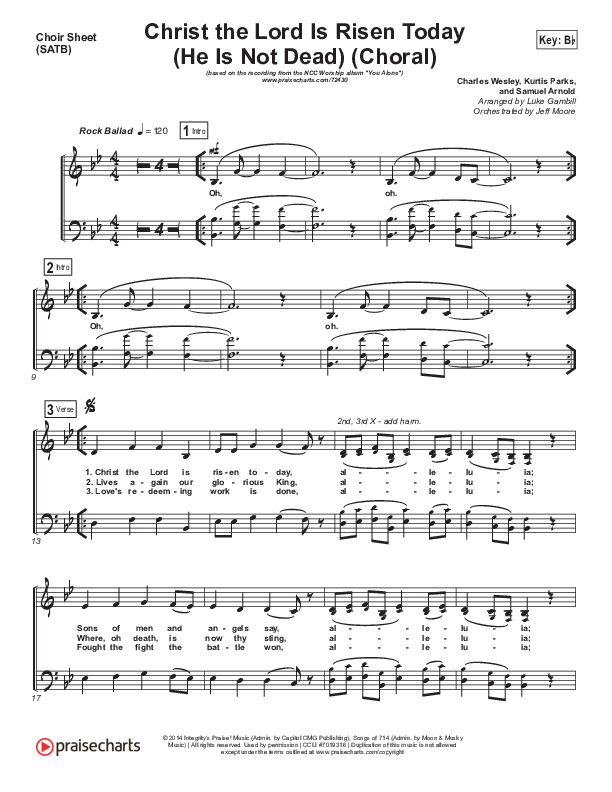 Christ The Lord Is Risen Today (He Is Not Dead) (Choral Anthem SATB) Choir Sheet (SATB) (NCC Worship / Arr. Luke Gambill)