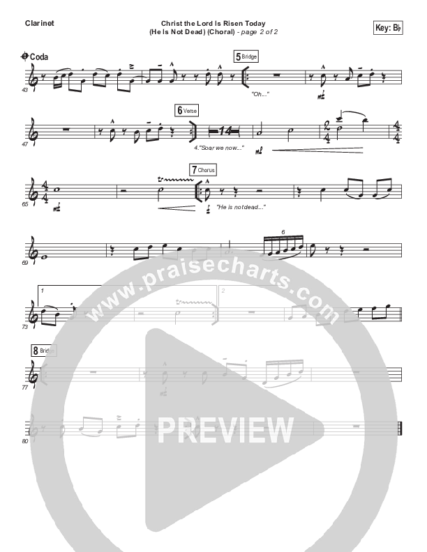 Christ The Lord Is Risen Today (He Is Not Dead) (Choral Anthem SATB) Clarinet (NCC Worship / Arr. Luke Gambill)