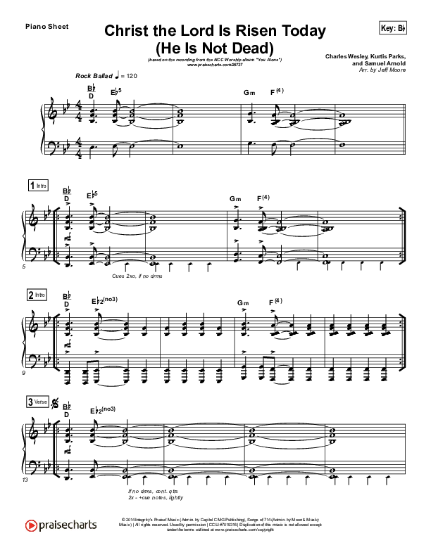 Christ The Lord Is Risen Today (He Is Not Dead) (Choral Anthem SATB) Piano Sheet (NCC Worship / Arr. Luke Gambill)