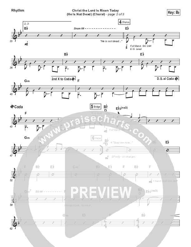 Christ The Lord Is Risen Today (He Is Not Dead) (Choral Anthem SATB) Rhythm Chart (NCC Worship / Arr. Luke Gambill)