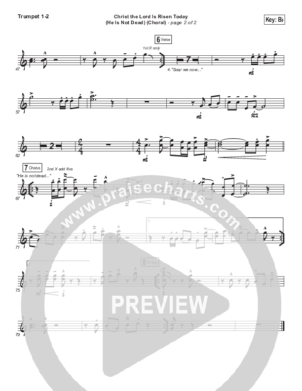 Christ The Lord Is Risen Today (He Is Not Dead) (Choral Anthem SATB) Trumpet 1,2 (NCC Worship / Arr. Luke Gambill)