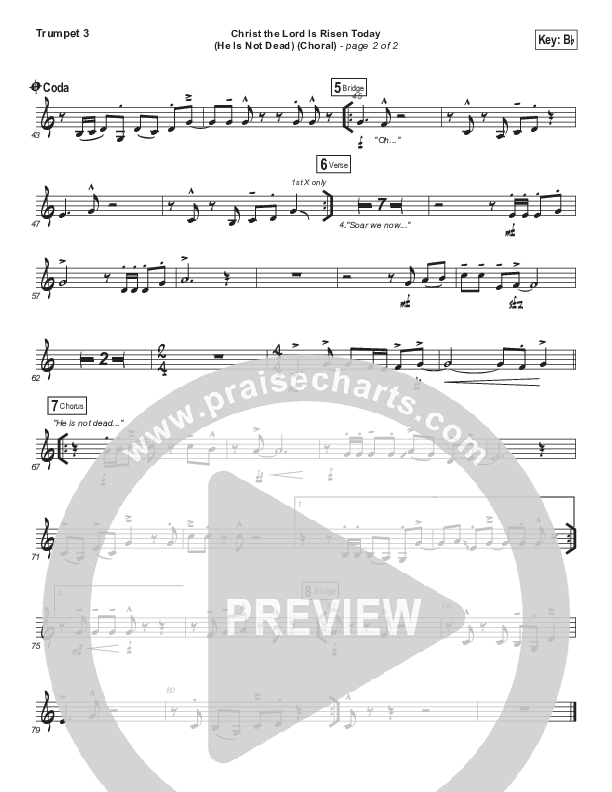 Christ The Lord Is Risen Today (He Is Not Dead) (Choral Anthem SATB) Trumpet 3 (NCC Worship / Arr. Luke Gambill)