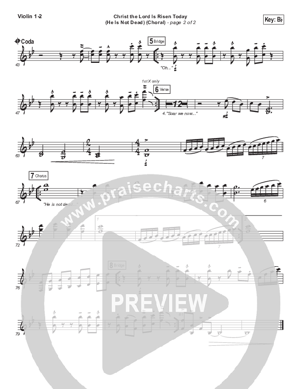 Christ The Lord Is Risen Today (He Is Not Dead) (Choral Anthem SATB) Violin 1/2 (NCC Worship / Arr. Luke Gambill)