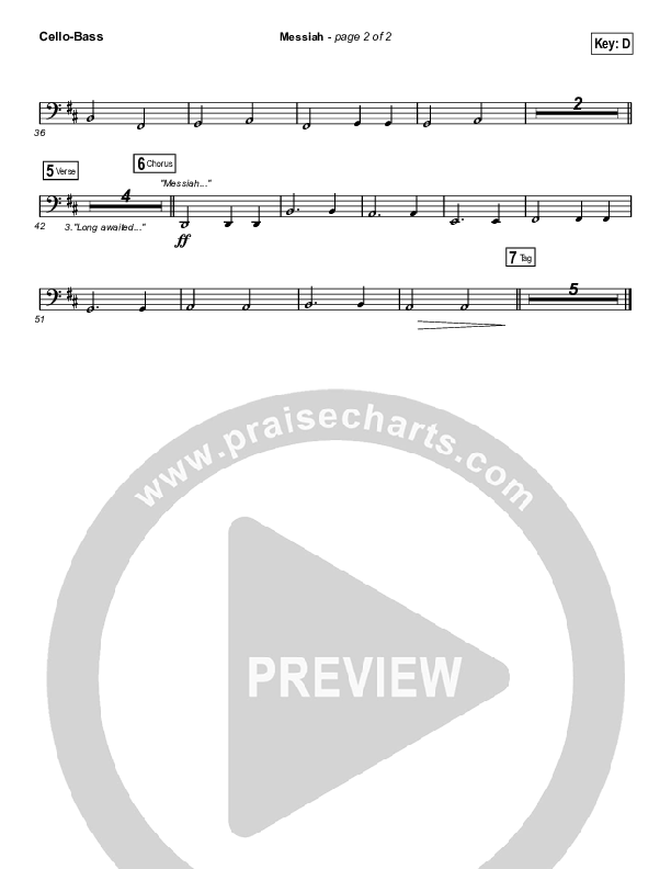 Messiah (Choral Anthem SATB) Cello/Bass (Francesca Battistelli / Arr. Luke Gambill)