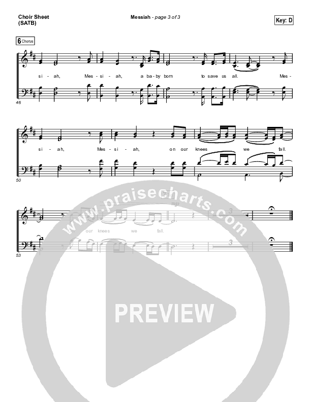 Messiah (Choral Anthem SATB) Choir Vocals (SATB) (Francesca Battistelli / Arr. Luke Gambill)