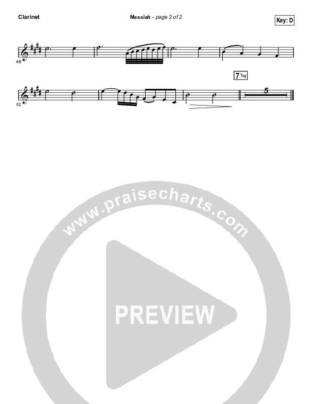Messiah (Choral Anthem SATB) Clarinet (Francesca Battistelli / Arr. Luke Gambill)