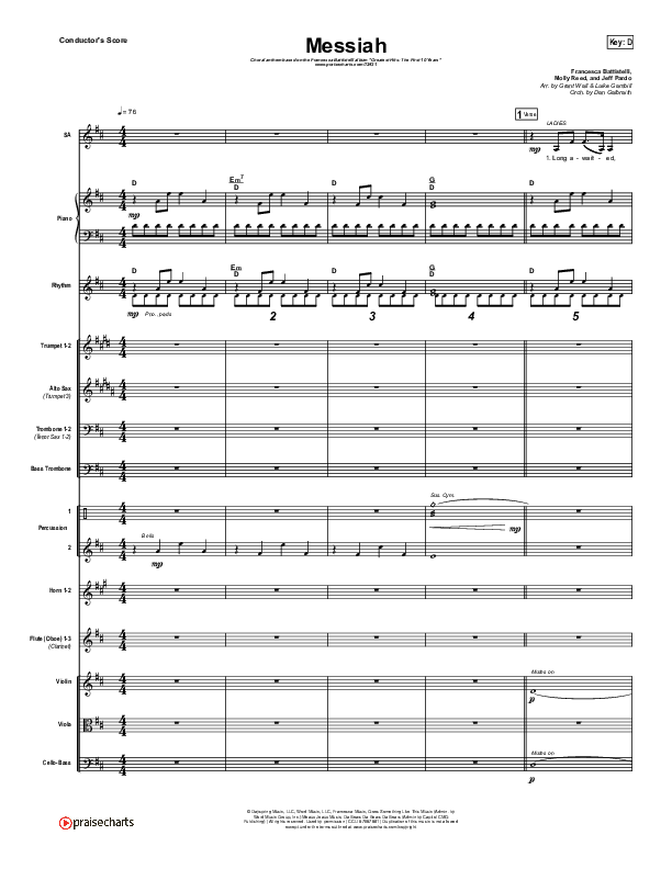 Messiah (Choral Anthem SATB) Conductor's Score (Francesca Battistelli / Arr. Luke Gambill)