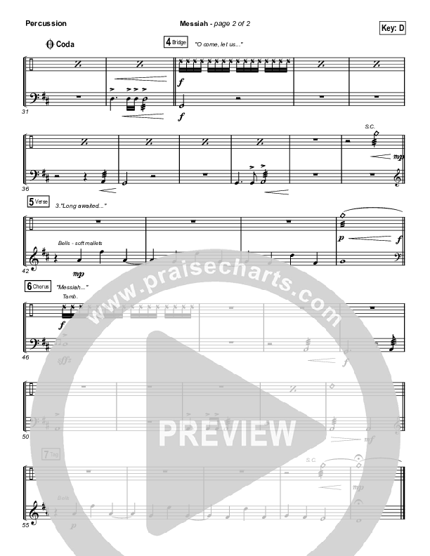 Messiah (Choral Anthem SATB) Percussion (Francesca Battistelli / Arr. Luke Gambill)