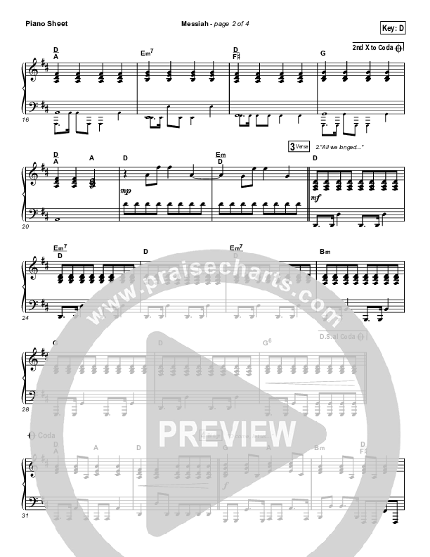 Messiah (Choral Anthem SATB) Piano Sheet (Francesca Battistelli / Arr. Luke Gambill)