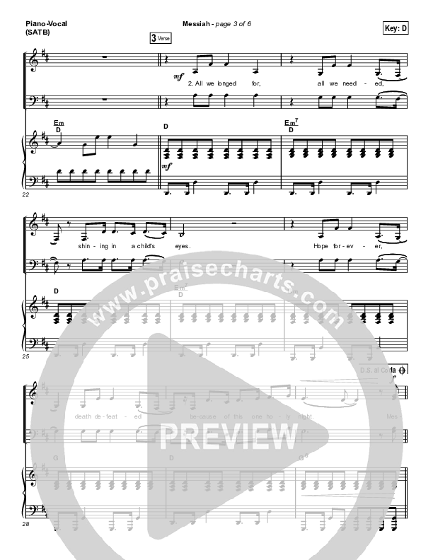 Messiah (Choral Anthem SATB) Piano/Vocal Pack (Francesca Battistelli / Arr. Luke Gambill)