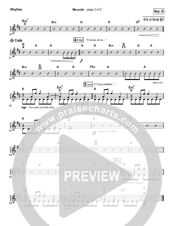 Messiah (Choral Anthem SATB) Rhythm Chart (Francesca Battistelli / Arr. Luke Gambill)