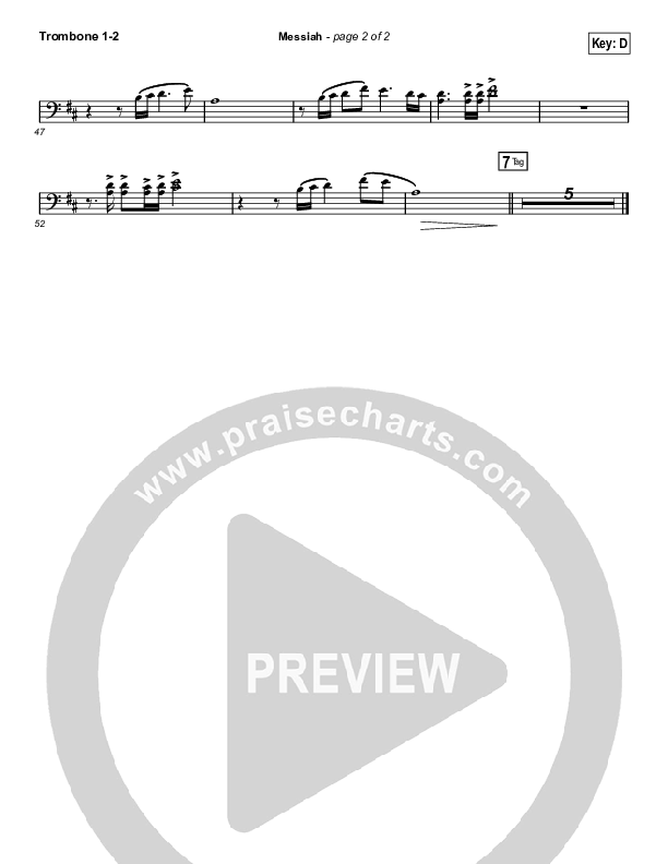 Messiah (Choral Anthem SATB) Trombone 1/2 (Francesca Battistelli / Arr. Luke Gambill)