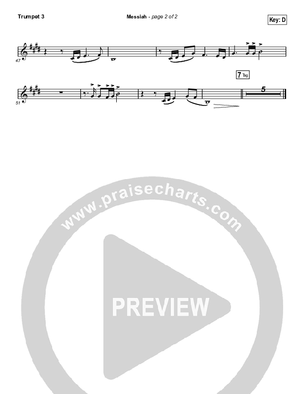 Messiah (Choral Anthem SATB) Trumpet 3 (Francesca Battistelli / Arr. Luke Gambill)