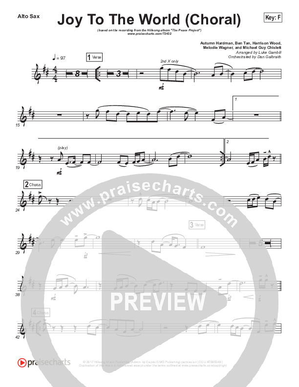 Joy To The World (Choral Anthem SATB) Wind Pack (Hillsong Worship / Arr. Luke Gambill)