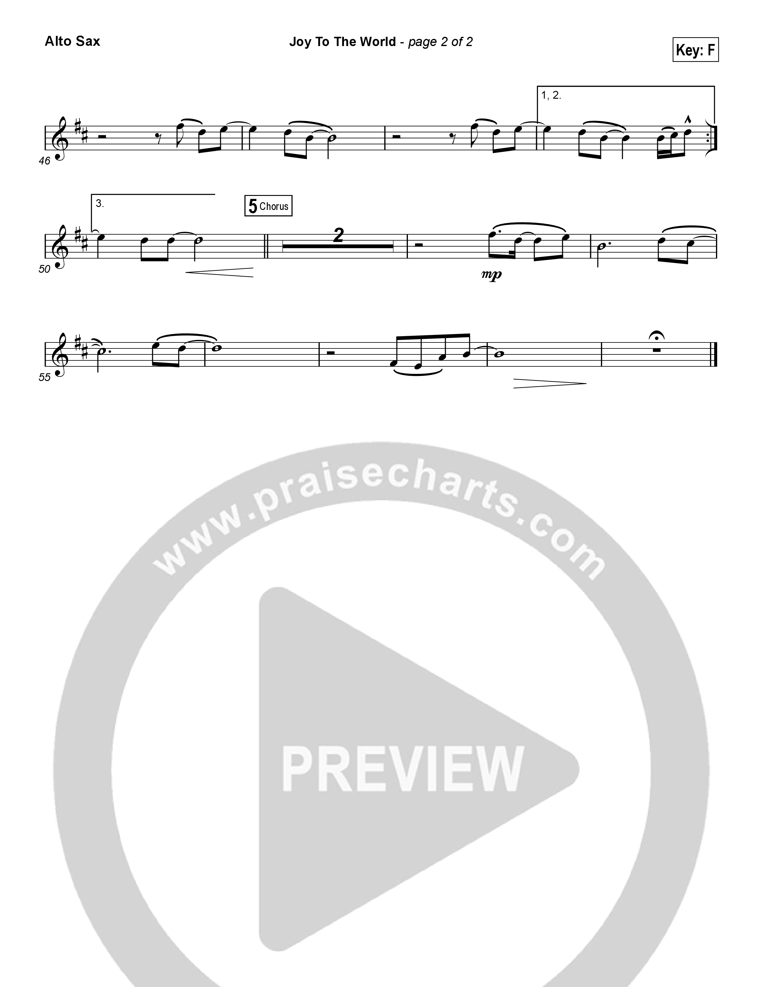 Joy To The World (Choral Anthem SATB) Alto Sax (Hillsong Worship / Arr. Luke Gambill)