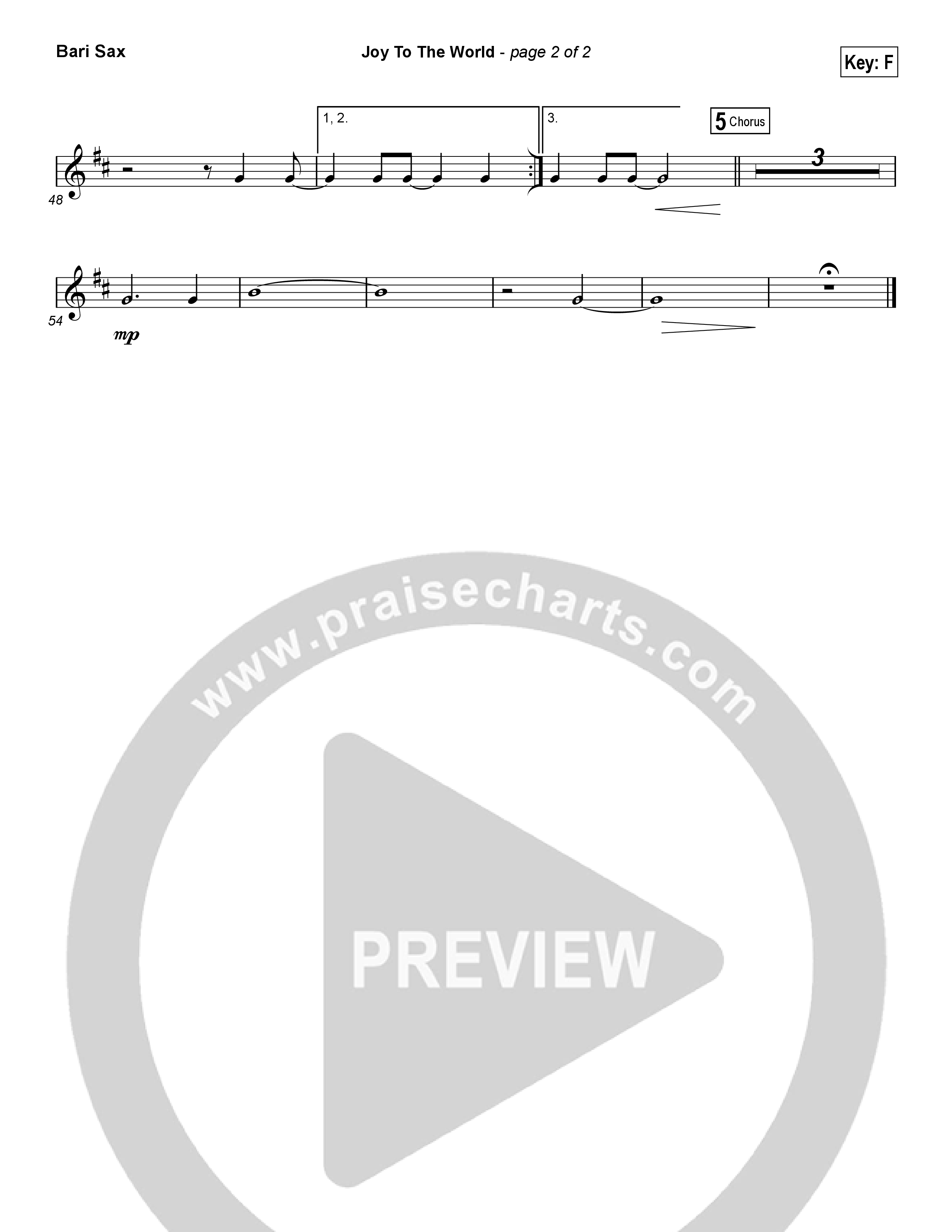 Joy To The World (Choral Anthem SATB) Bari Sax (Hillsong Worship / Arr. Luke Gambill)