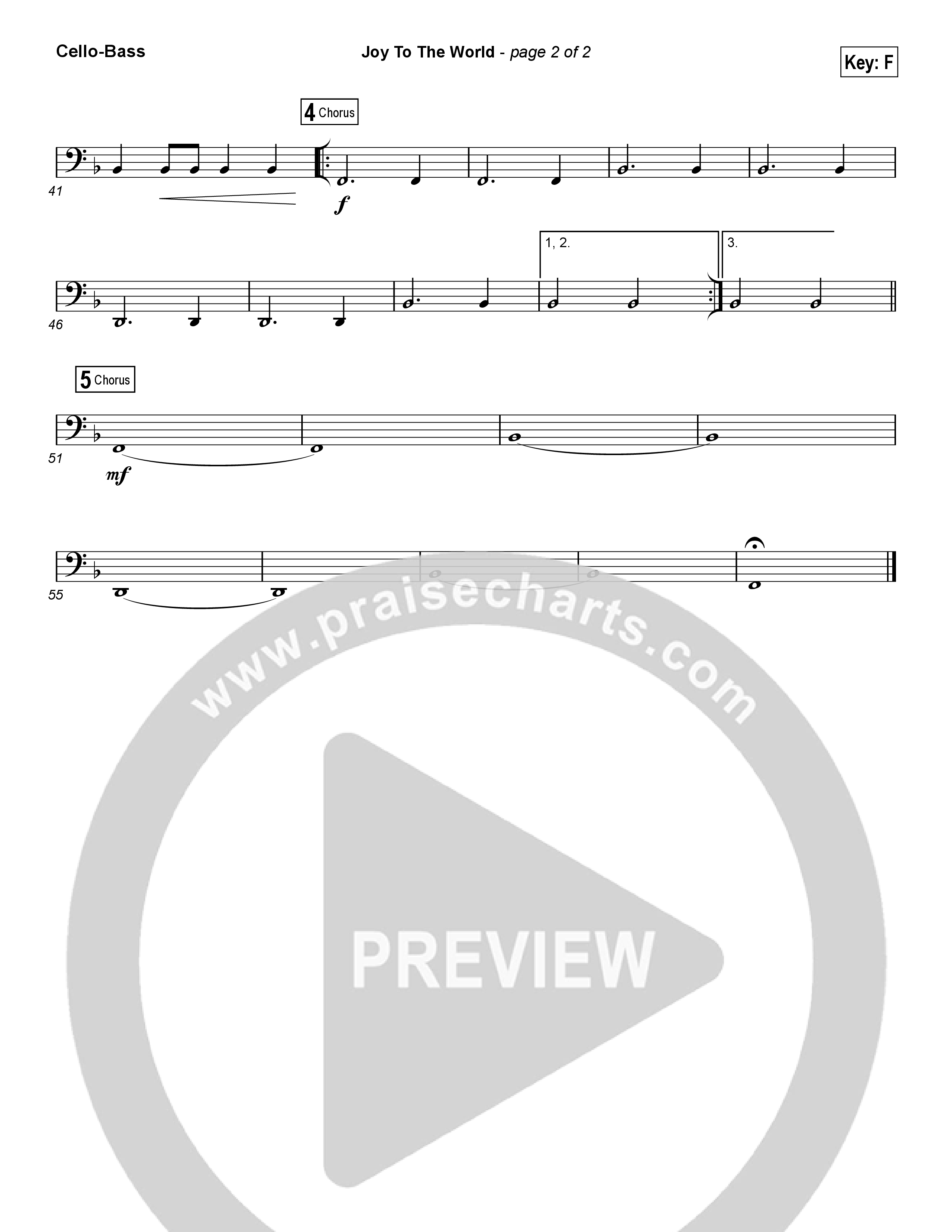 Joy To The World (Choral Anthem SATB) Cello/Bass (Hillsong Worship / Arr. Luke Gambill)