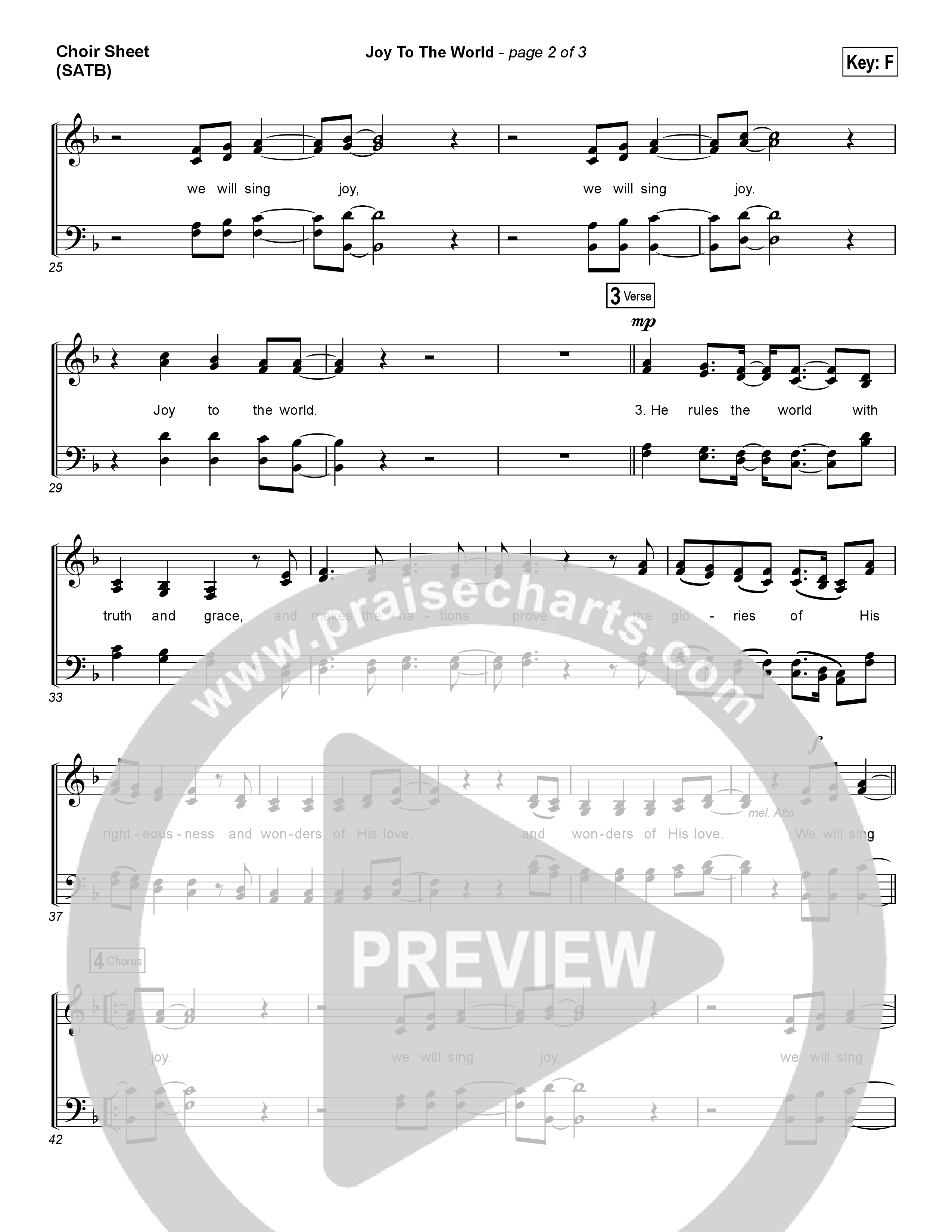 Joy To The World (Choral Anthem SATB) Choir Vocals (SATB) (Hillsong Worship / Arr. Luke Gambill)