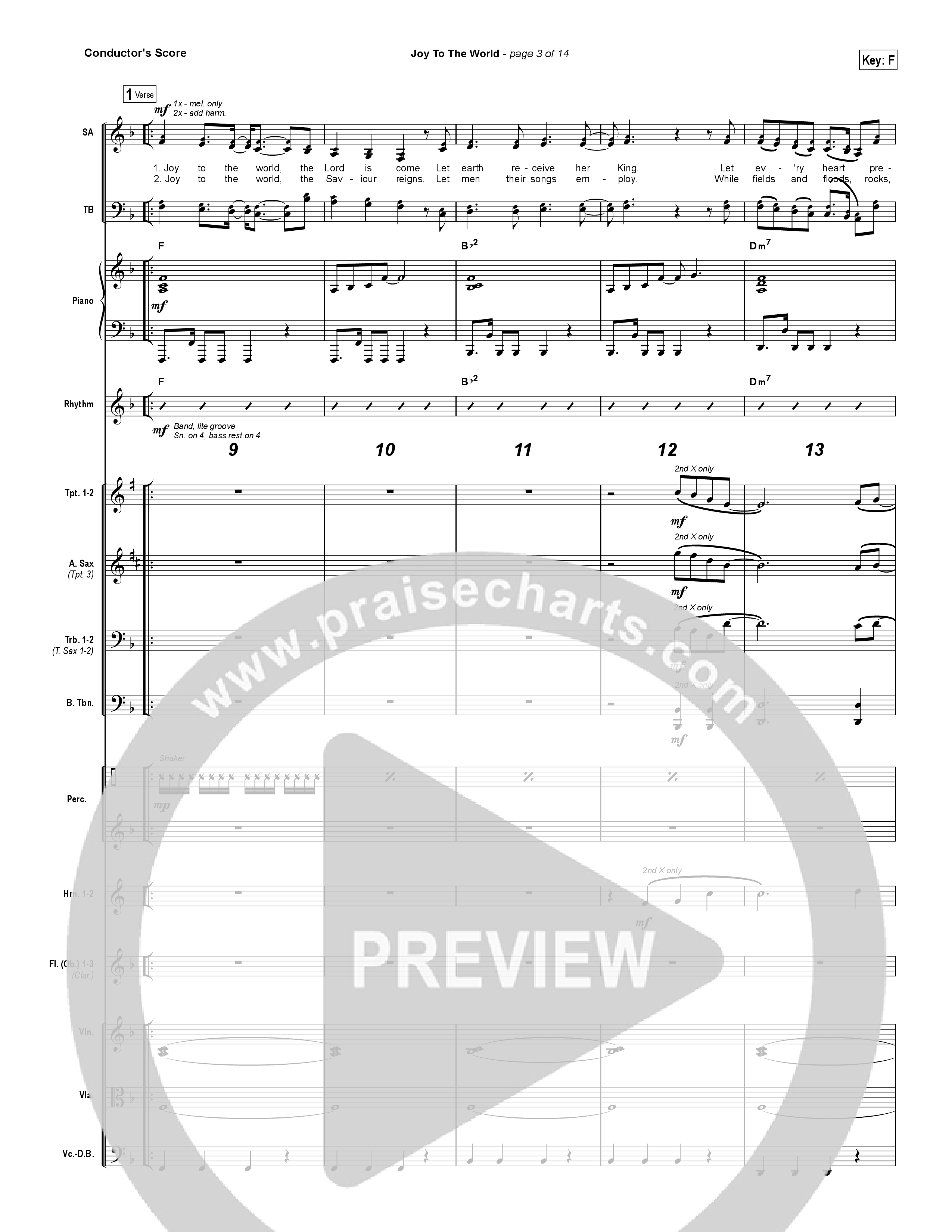 Joy To The World (Choral Anthem SATB) Conductor's Score (Hillsong Worship / Arr. Luke Gambill)