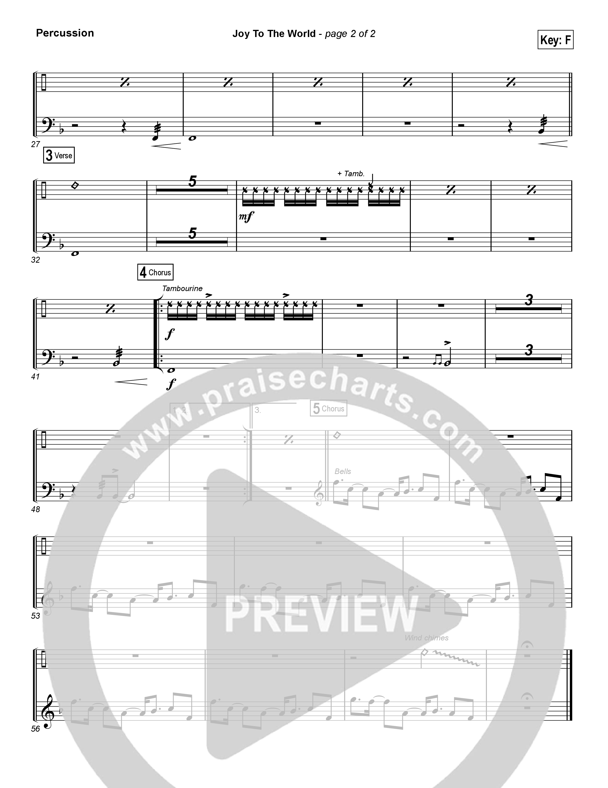 Joy To The World (Choral Anthem SATB) Percussion (Hillsong Worship / Arr. Luke Gambill)
