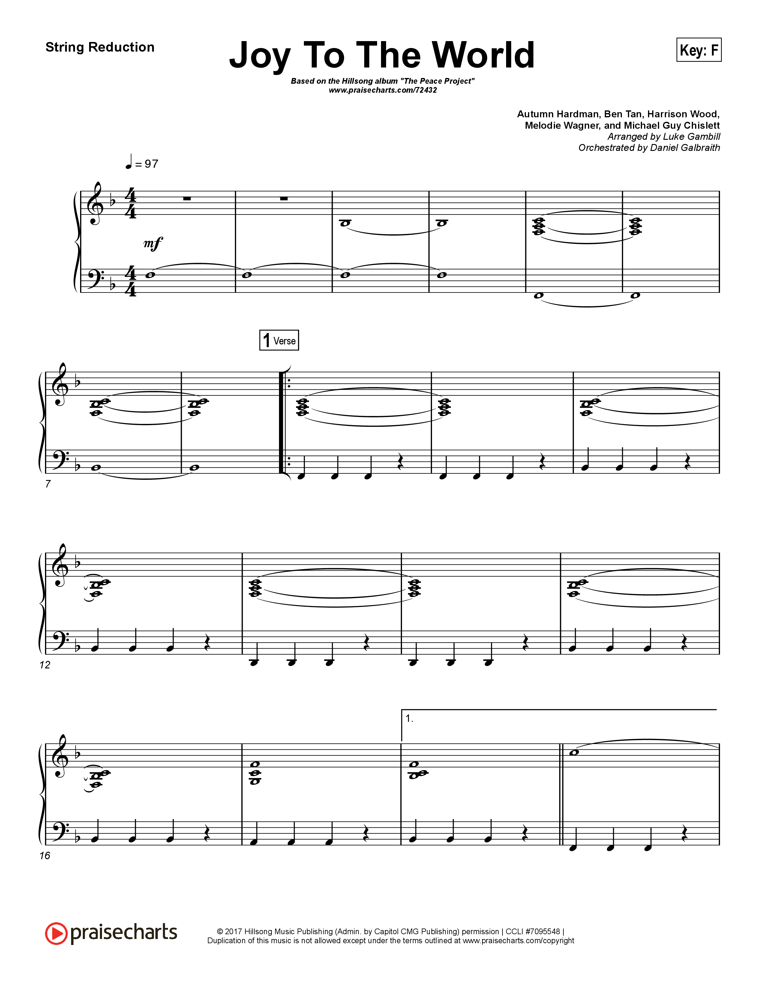 Joy To The World (Choral Anthem SATB) Synth Strings (Hillsong Worship / Arr. Luke Gambill)